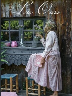 Les Ours Dress- ADRIANA, Pink striped cotton, Size Medium